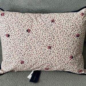 New Ralph Lauren Addison Maye Decorative Chic Cream Navy Floral Pillow 15x20